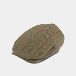 Alan Paine Combrook Men's Extended Peak Tweed Flat Cap In Sage