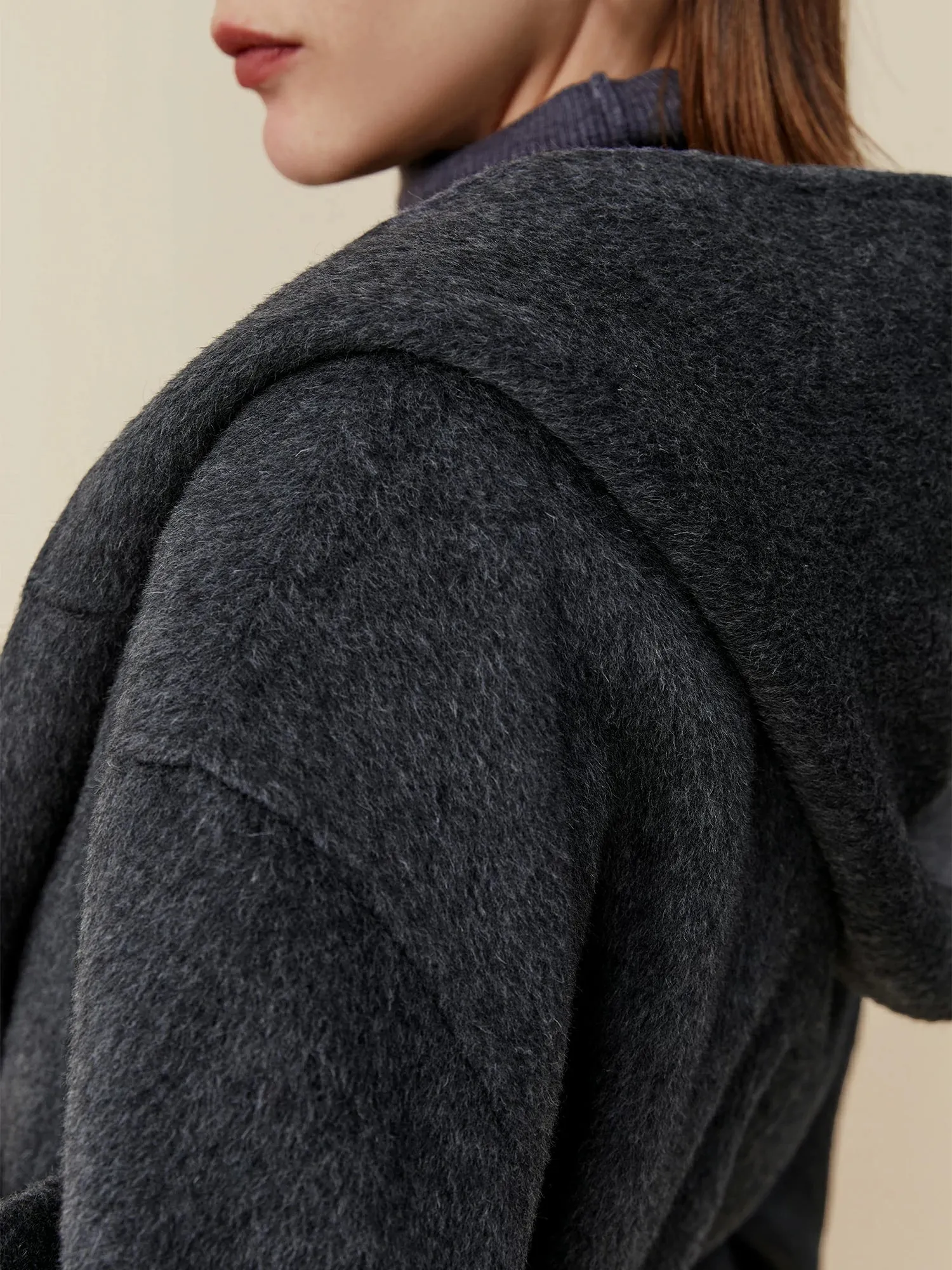Amoretu Women's 70.9% Wool Hooded Long Sleeve Coat
