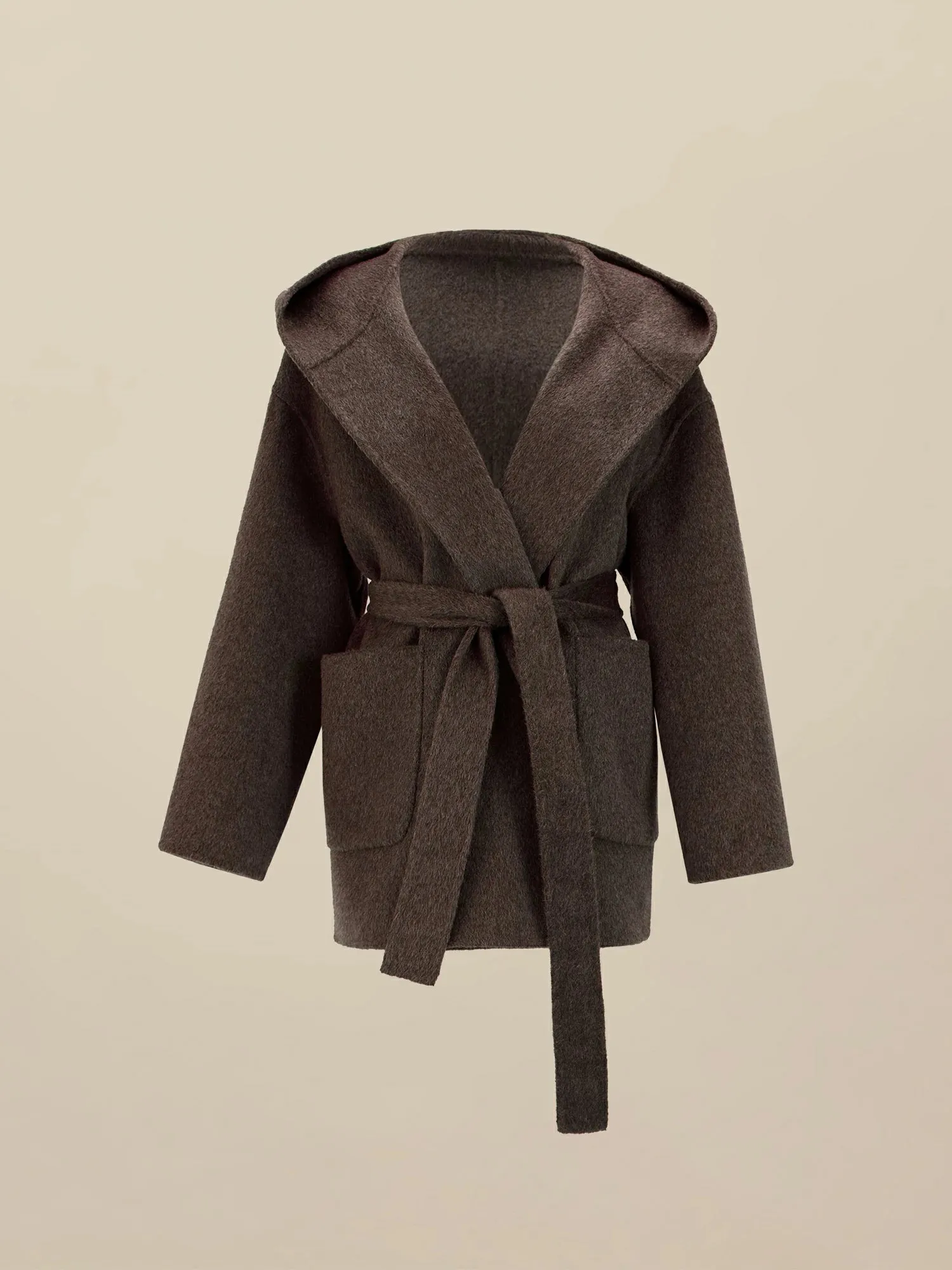 Amoretu Women's 70.9% Wool Hooded Long Sleeve Coat