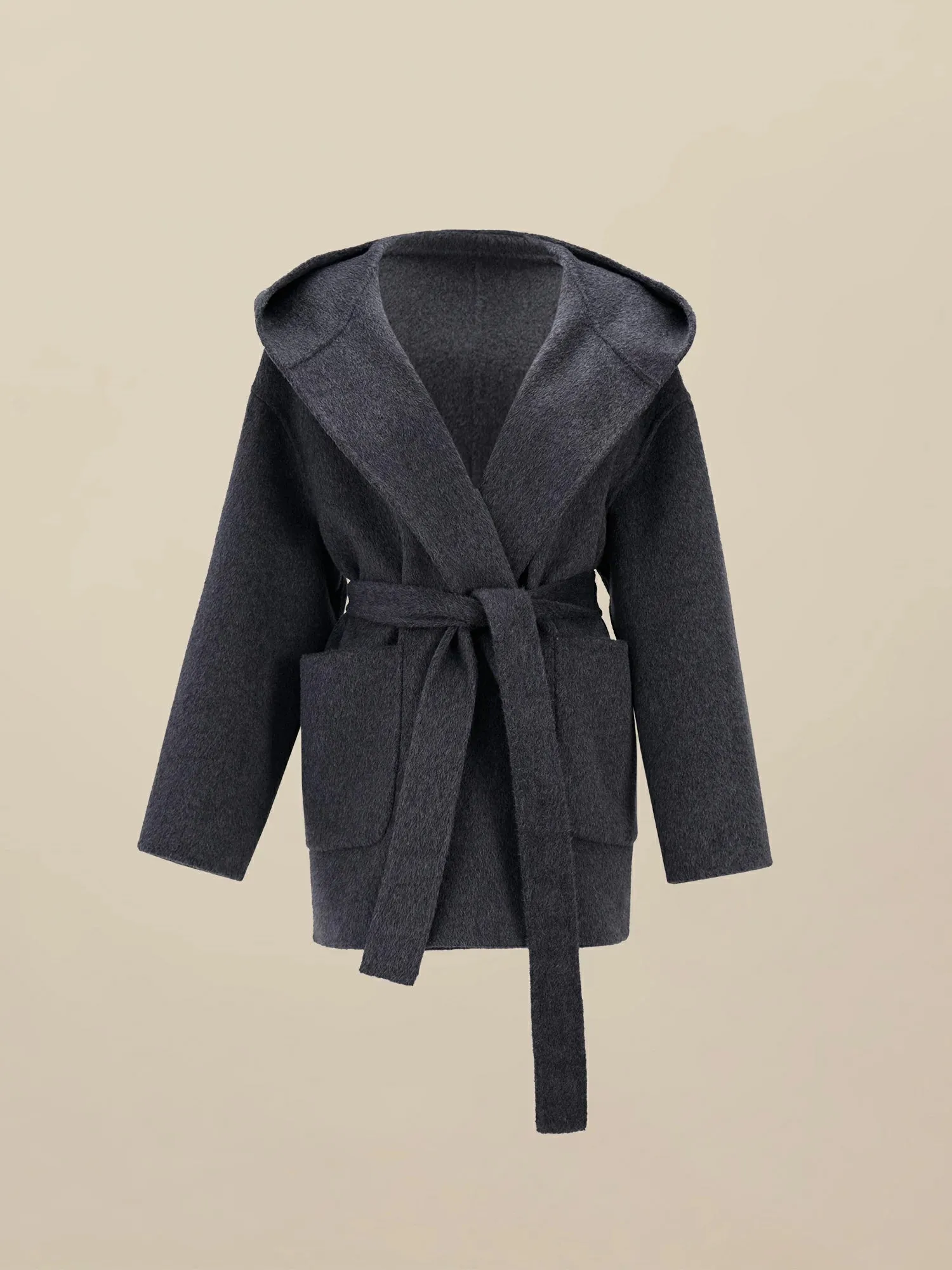 Amoretu Women's 70.9% Wool Hooded Long Sleeve Coat