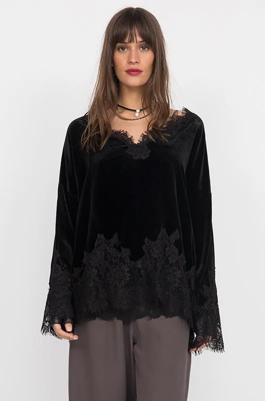 Anastasia Wedge Velvet & Lace Top