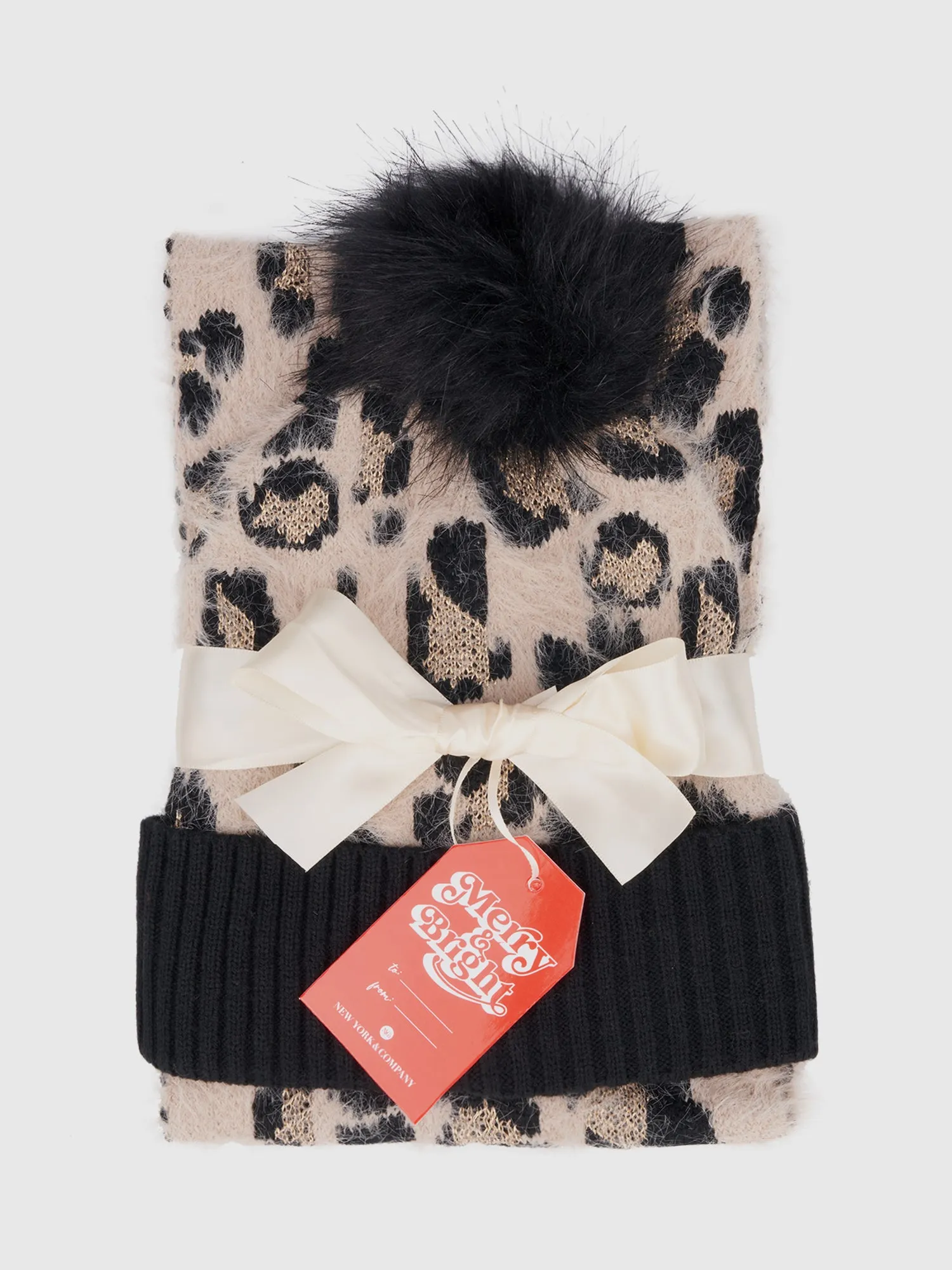 Animal Print Beanie & Scarf Set