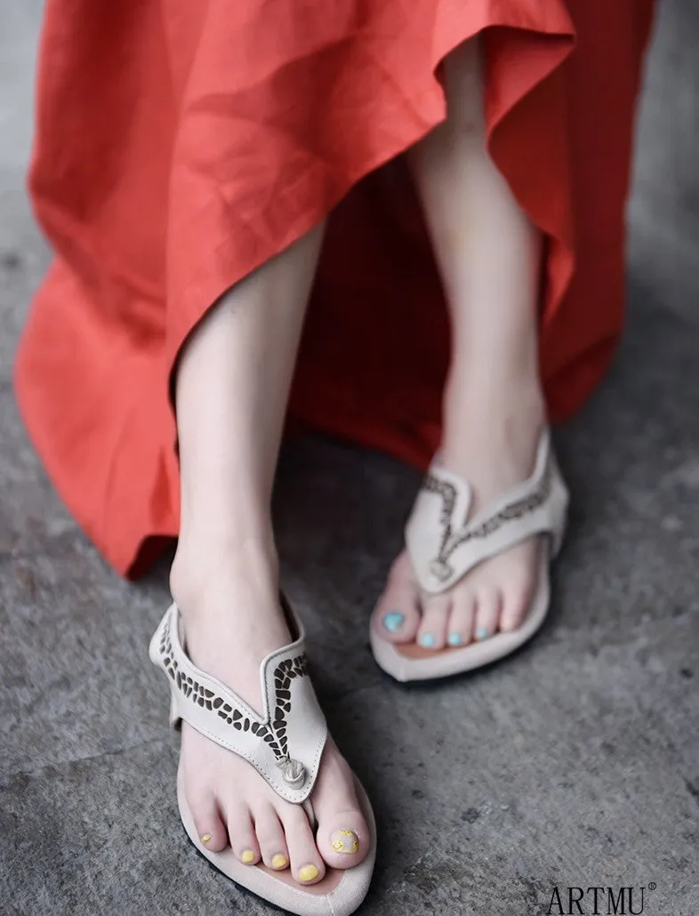 ARTMU TOE POST SANDALS WITH MIXED PRINT