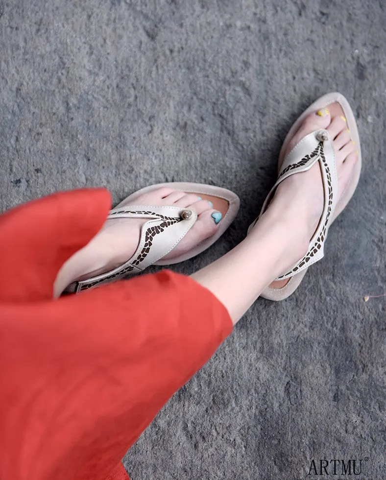 ARTMU TOE POST SANDALS WITH MIXED PRINT