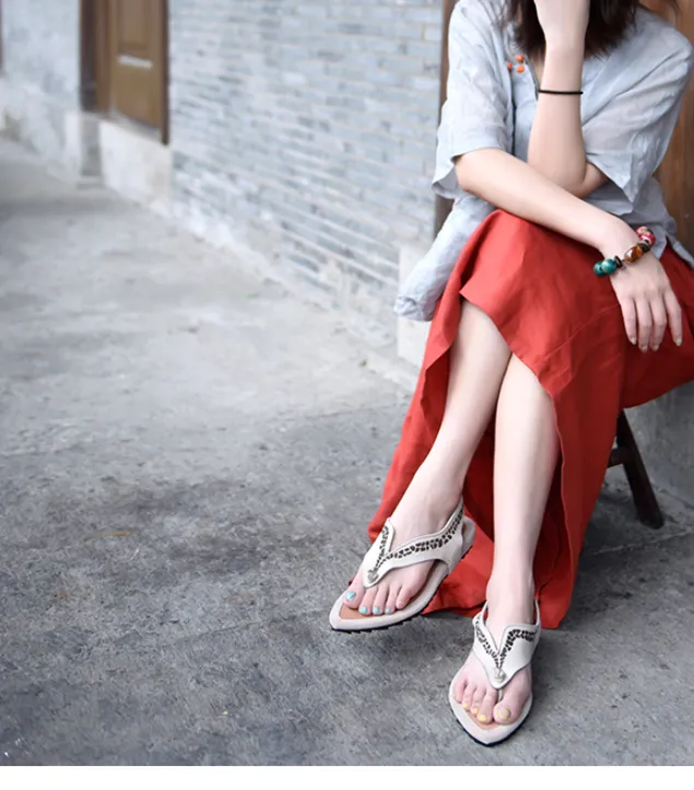 ARTMU TOE POST SANDALS WITH MIXED PRINT