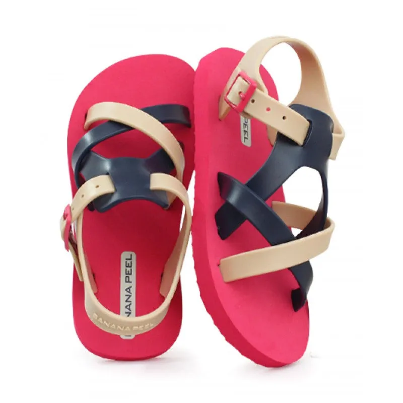 Banana Peel Slippers for Toddlers Peaches and Cream - Huckleberry Wine Red
