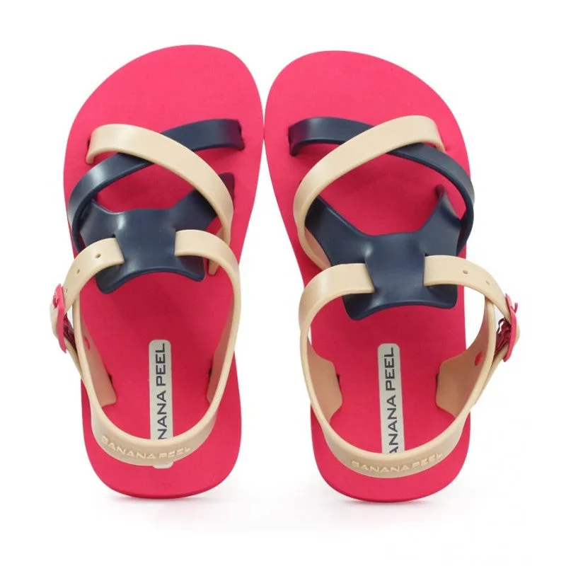 Banana Peel Slippers for Toddlers Peaches and Cream - Huckleberry Wine Red