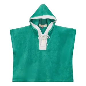 bathrobe terry poncho tie front - green