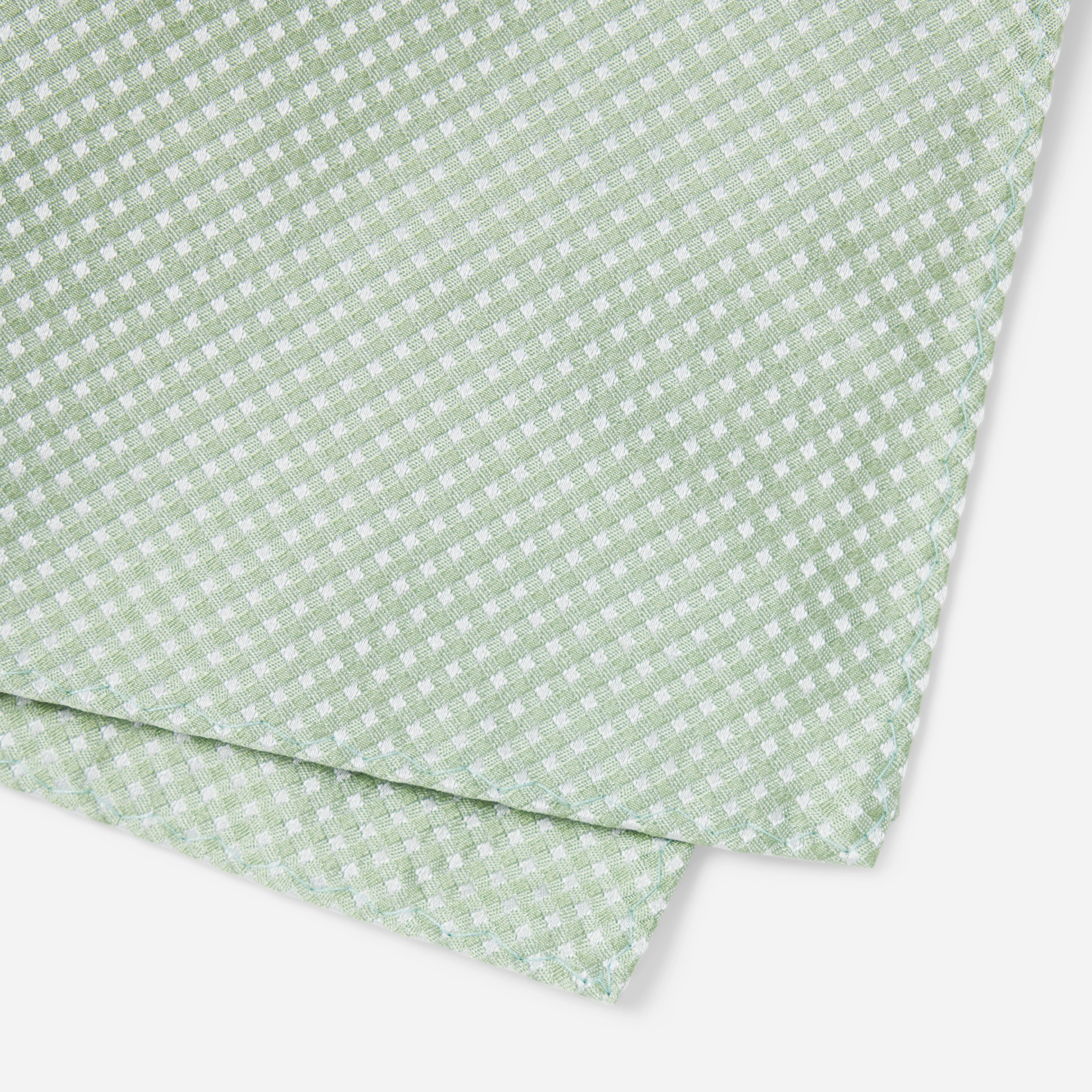 Be Married Checks Sage Green Pocket Square