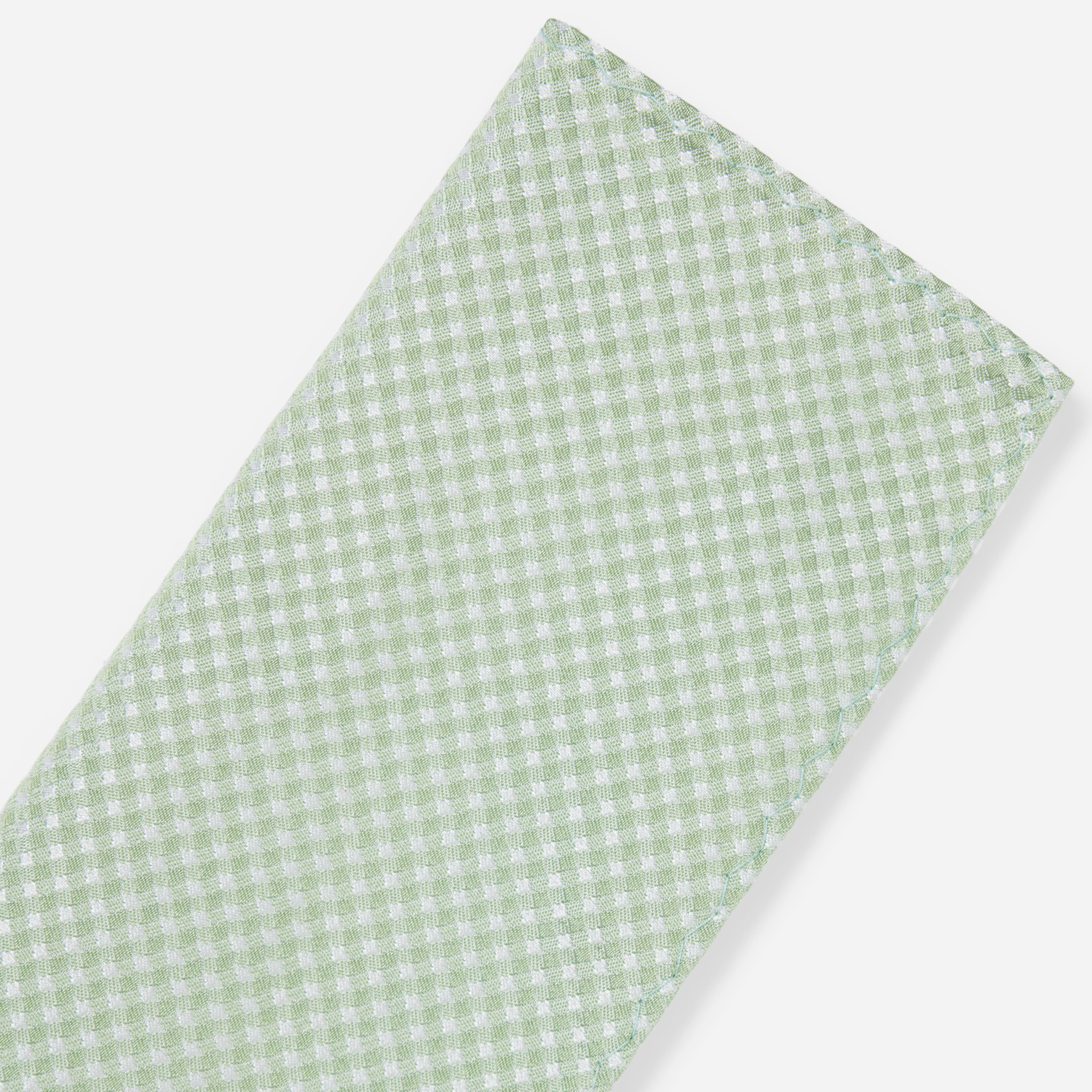 Be Married Checks Sage Green Pocket Square