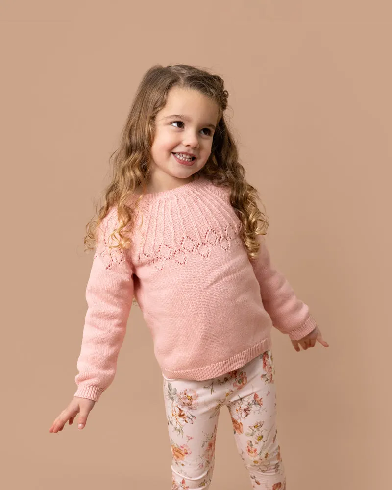 Bebe Dotti Needle Out Knitted Jumper - Coral