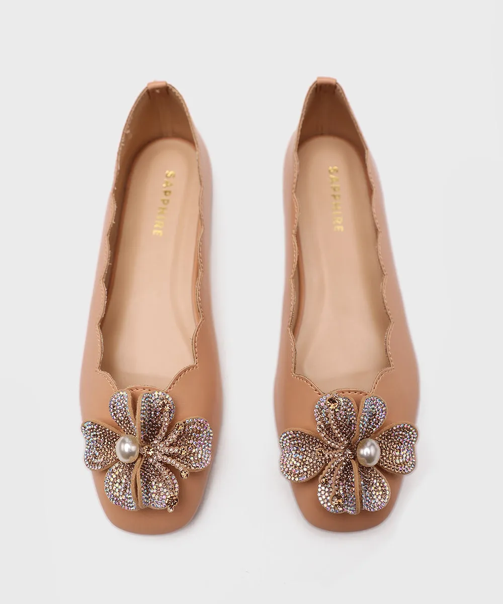 Beige Faux Leather Pumps