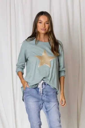 Billie Sequin Star Tee | Sage