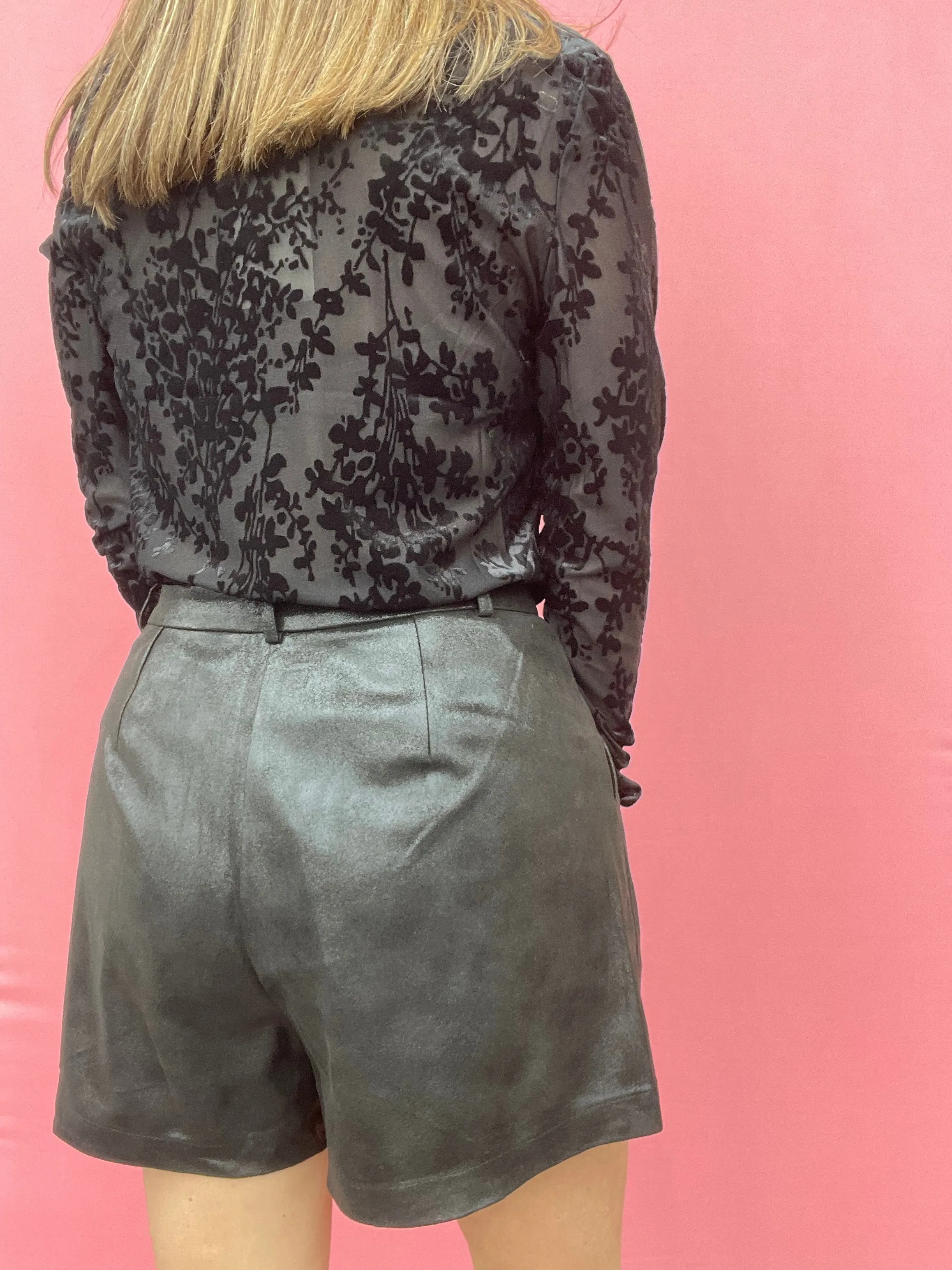 Black Shimmer Woven Shorts
