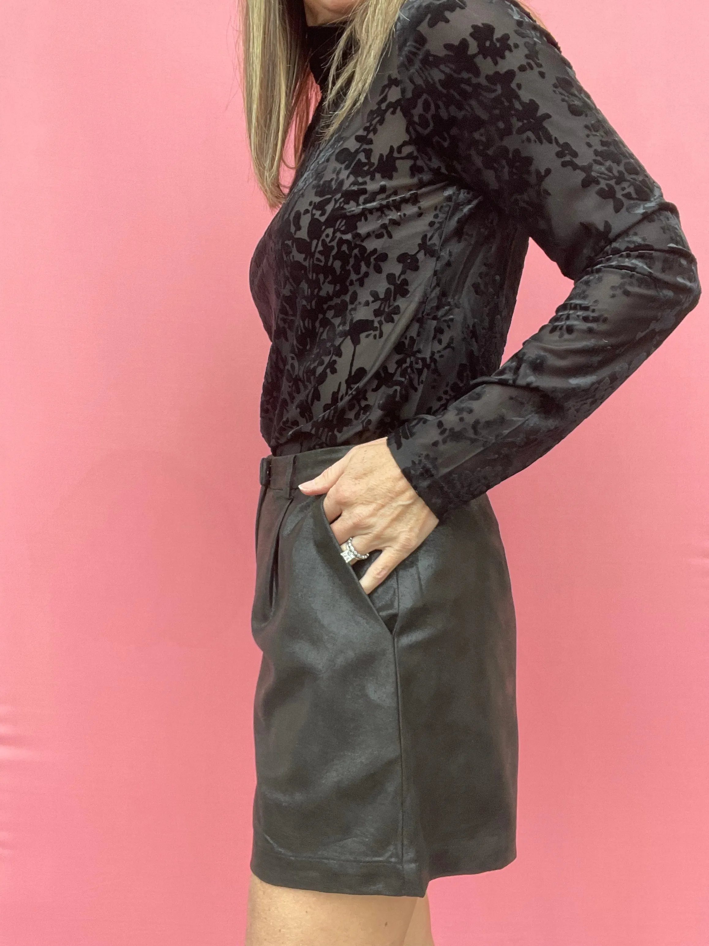 Black Shimmer Woven Shorts