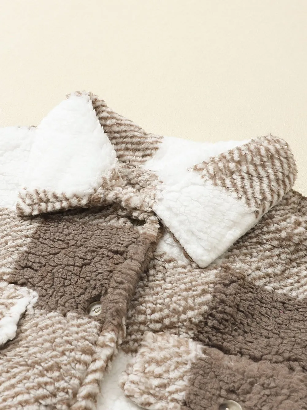 Casual Checkered Sherpa Coat