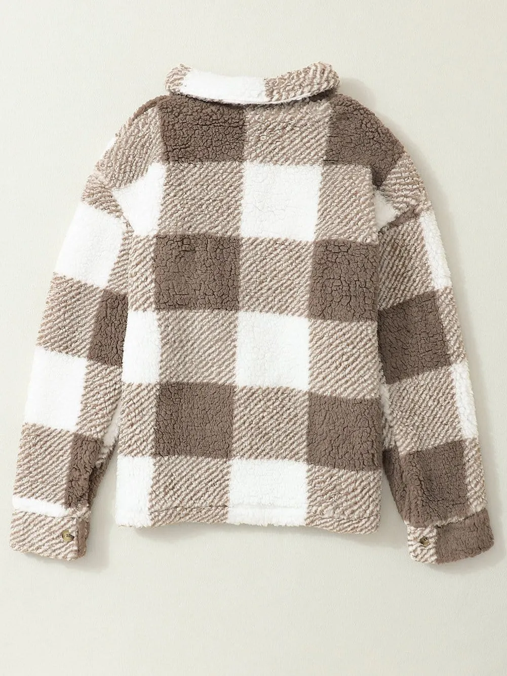 Casual Checkered Sherpa Coat