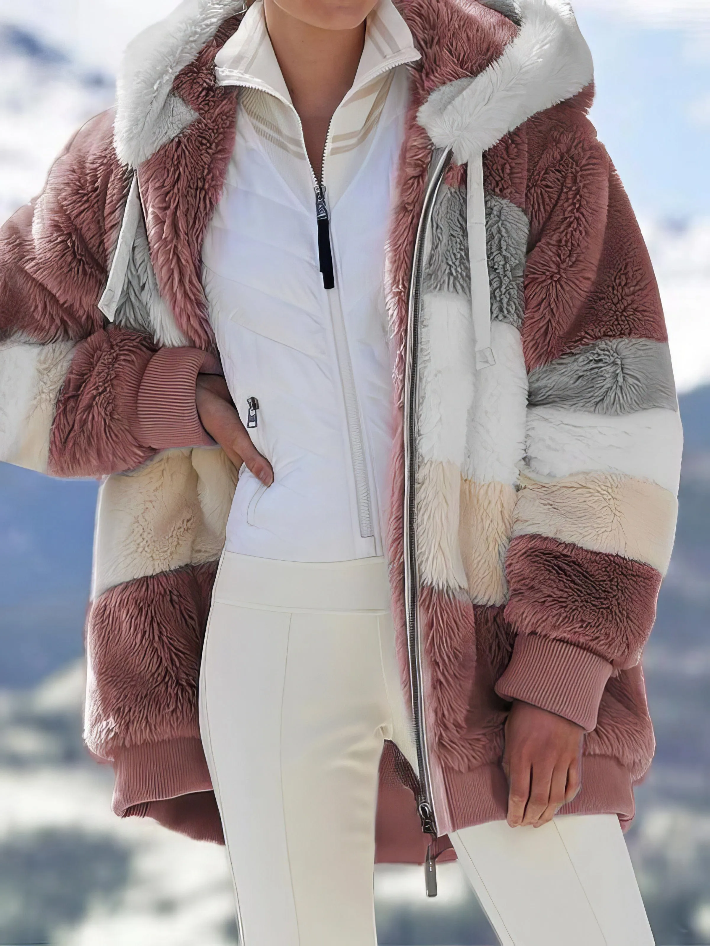 Casual Checkered Sherpa Coat