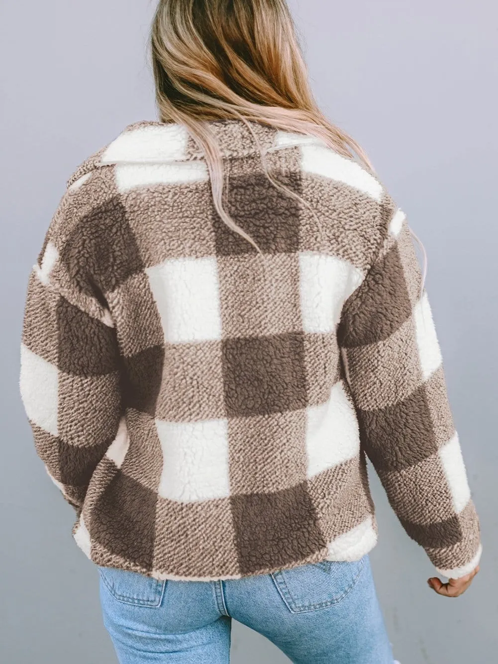 Casual Checkered Sherpa Coat