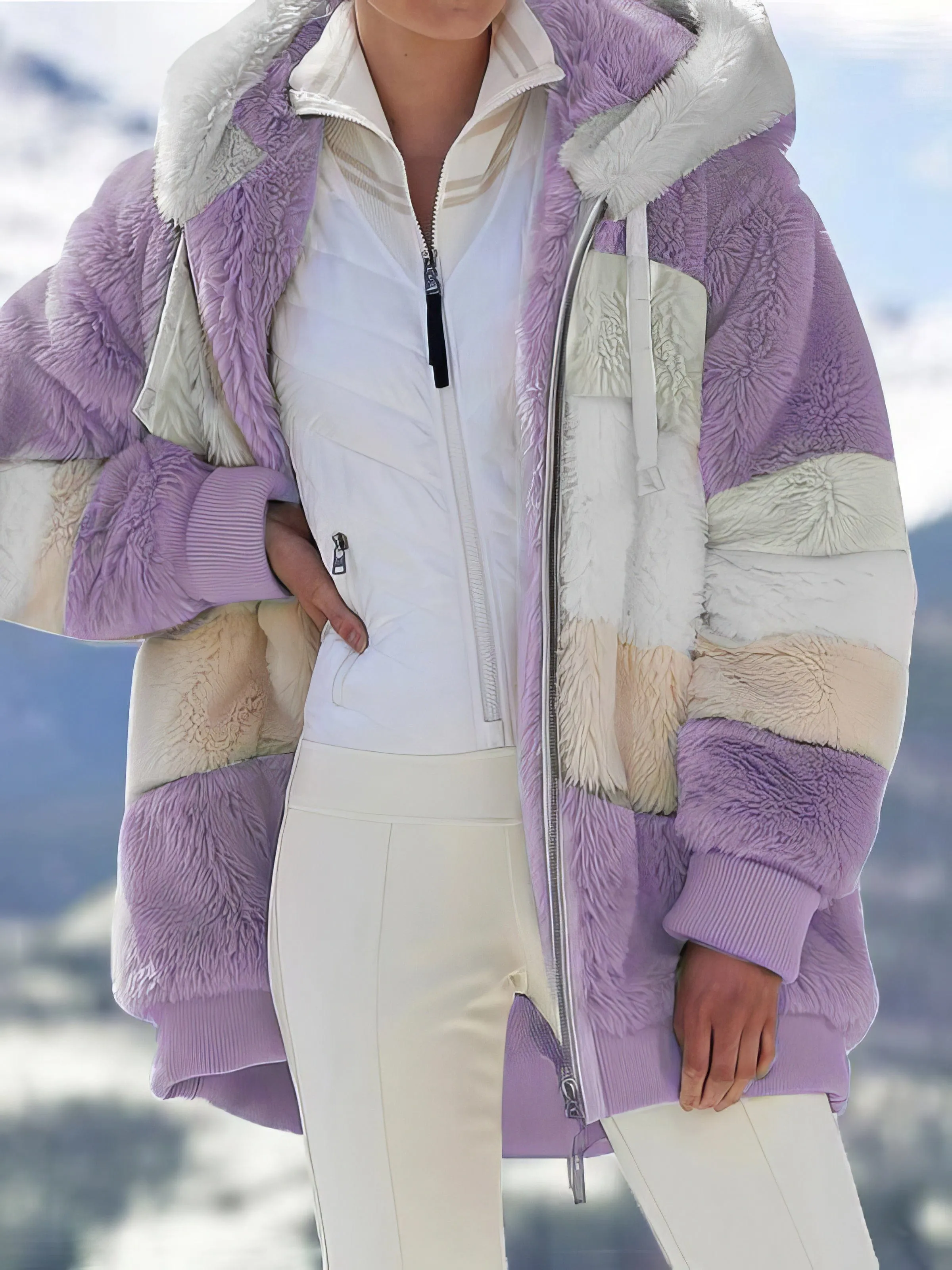Casual Checkered Sherpa Coat