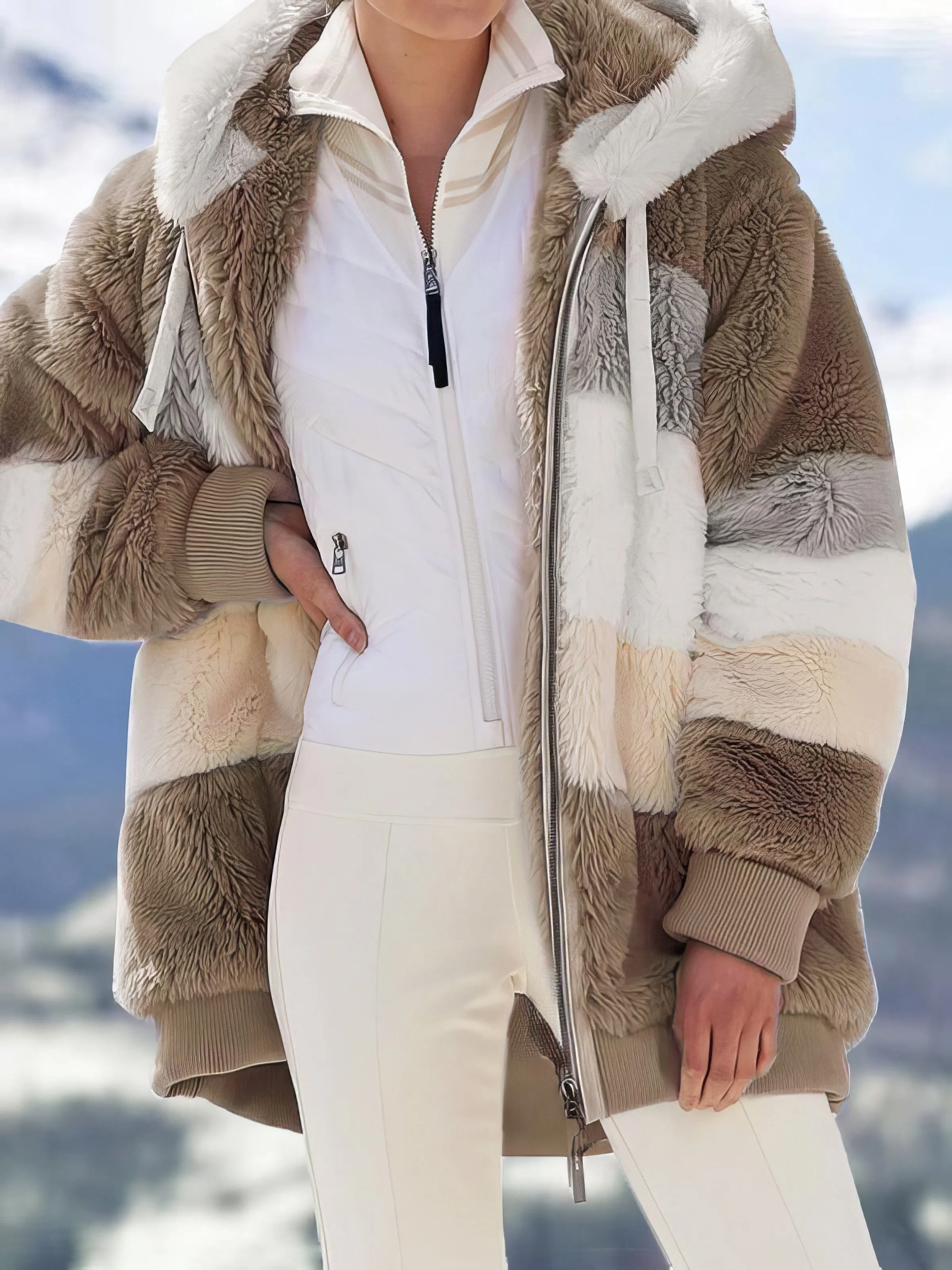 Casual Checkered Sherpa Coat