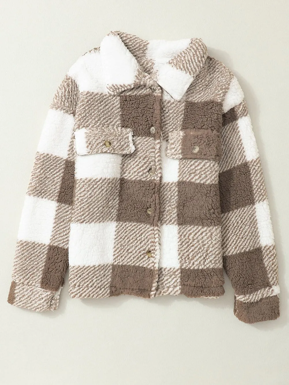 Casual Checkered Sherpa Coat