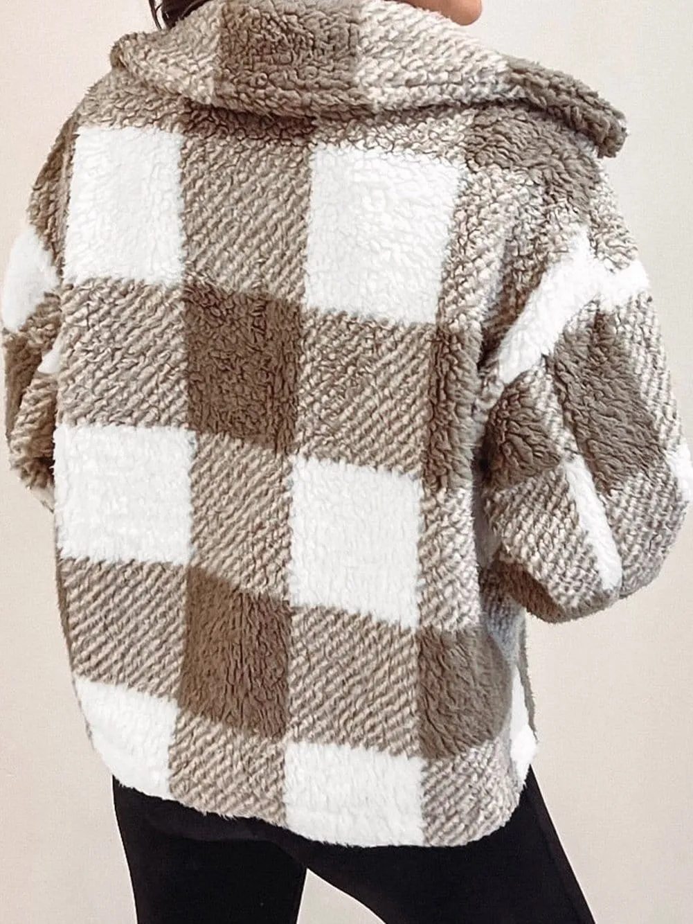 Casual Checkered Sherpa Coat