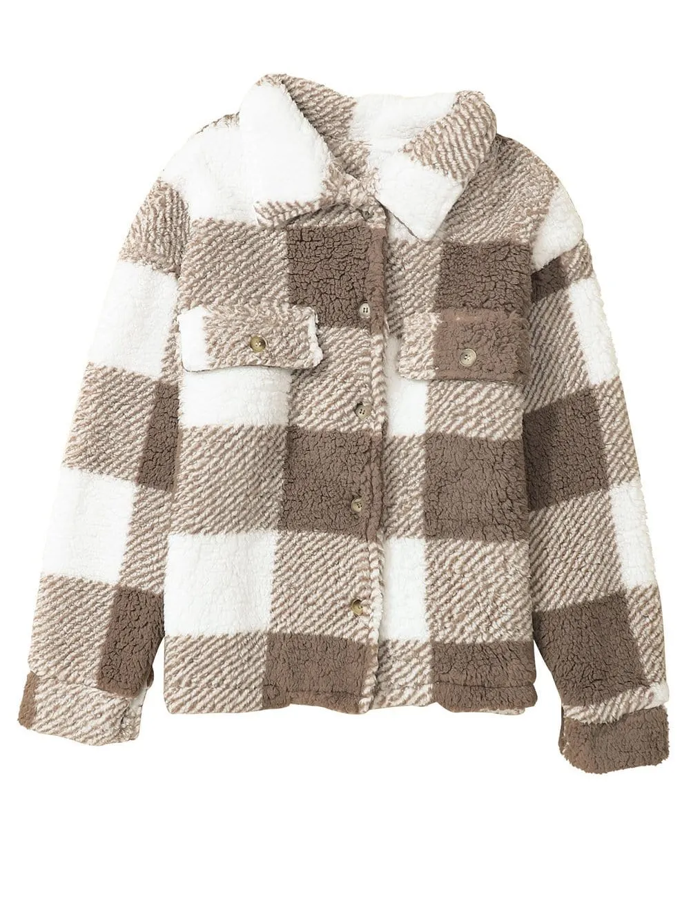 Casual Checkered Sherpa Coat
