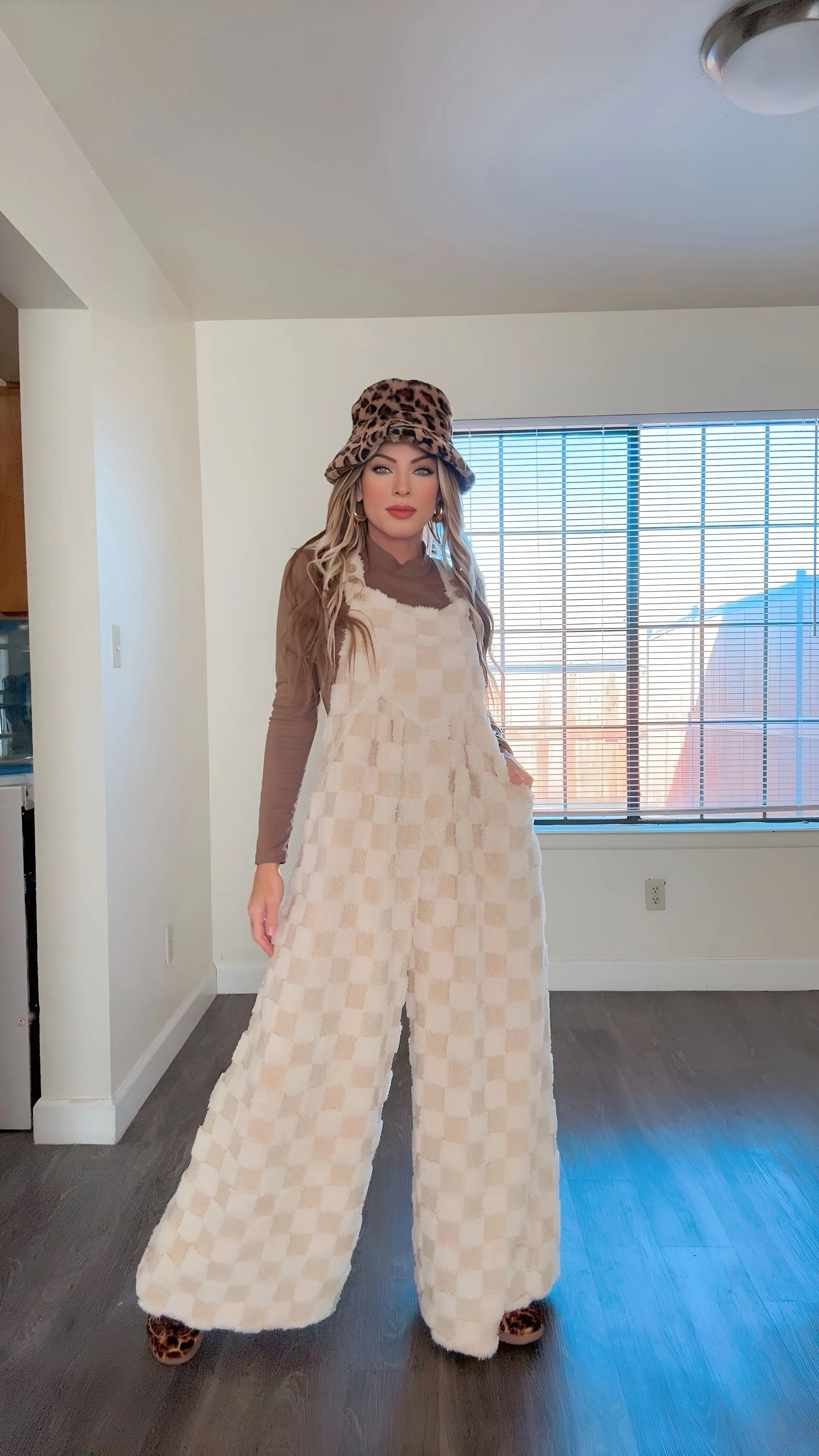 Checkers comfy overall jumpsuit