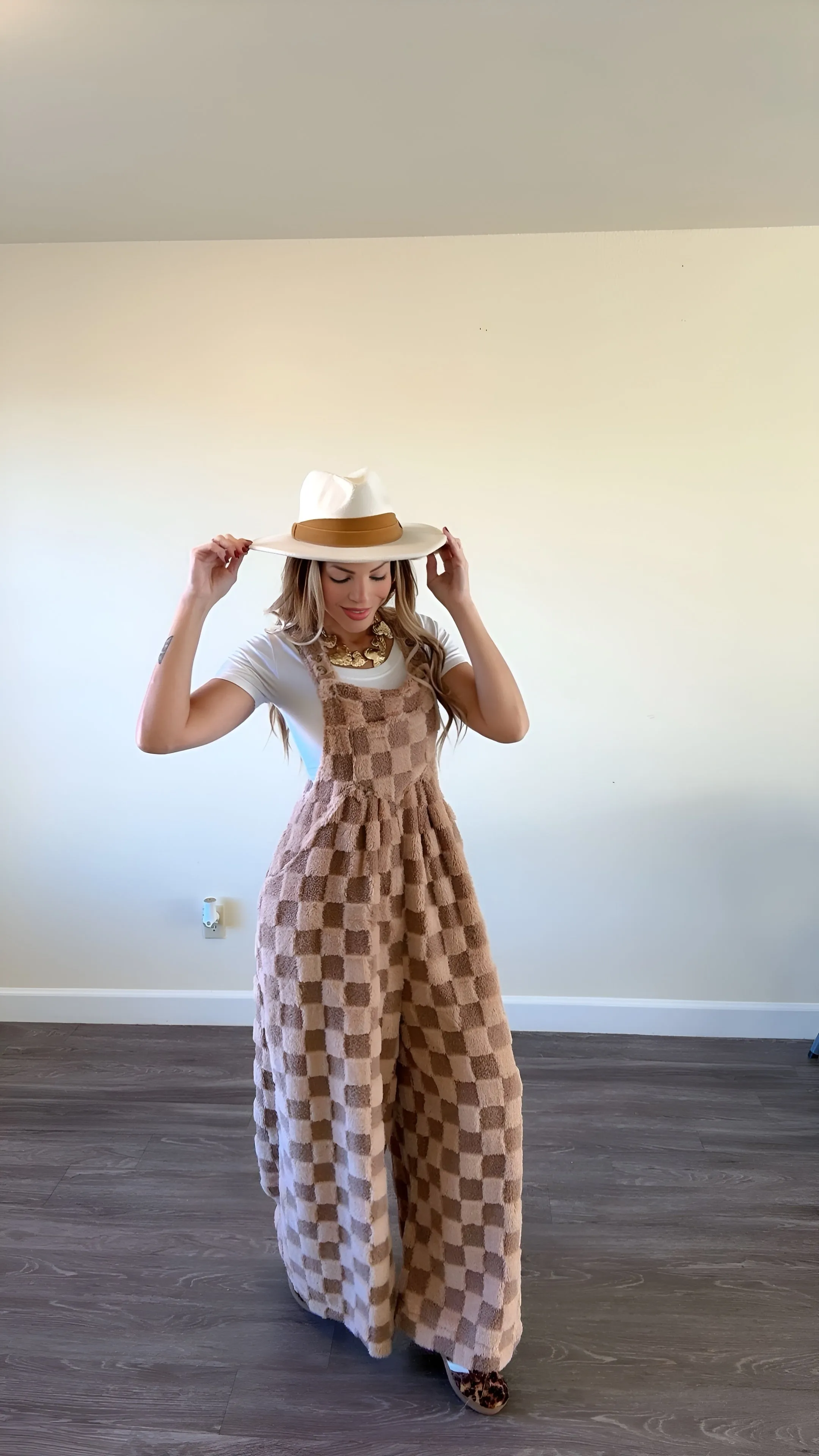 Checkers comfy overall jumpsuit