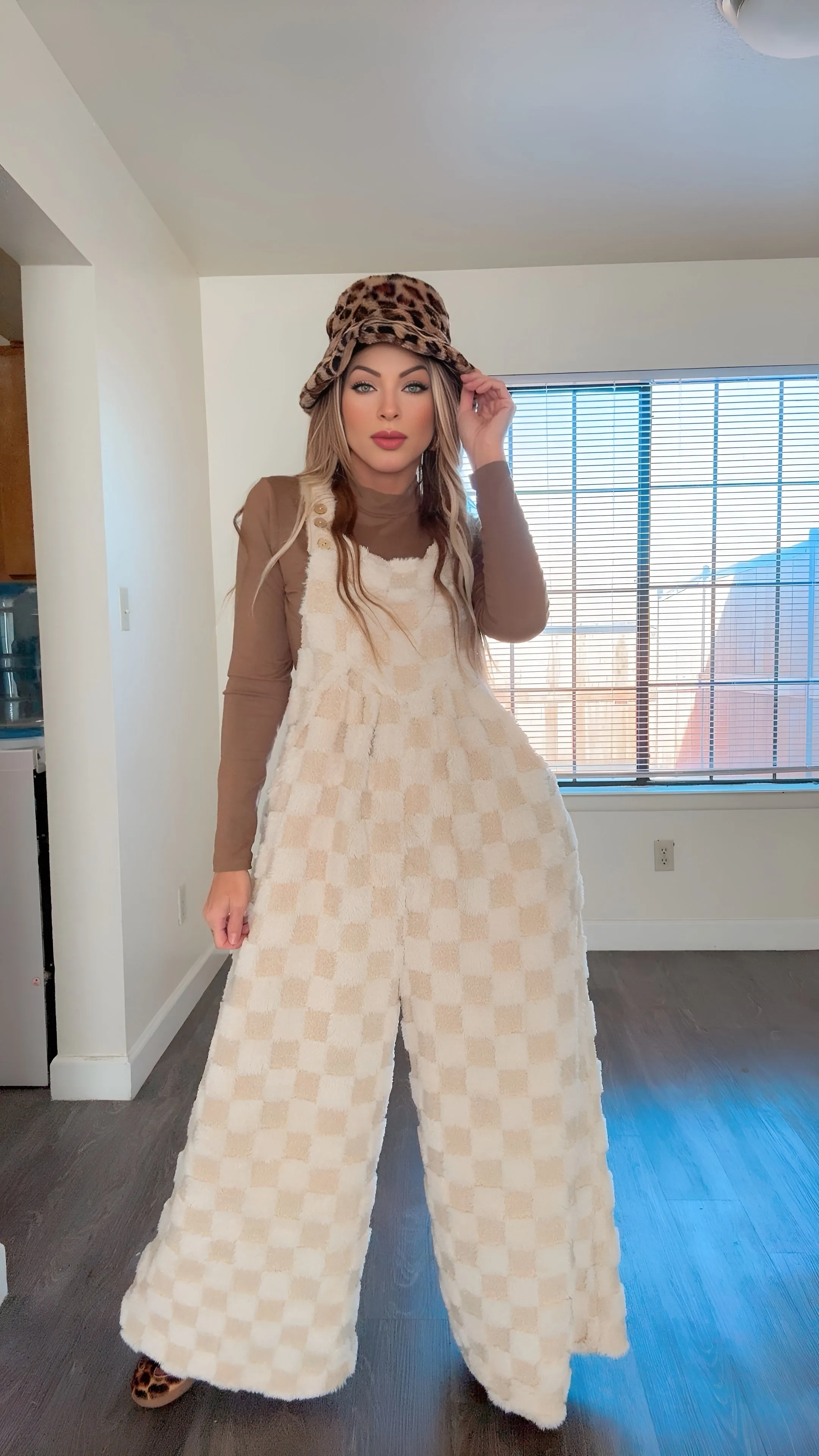 Checkers comfy overall jumpsuit