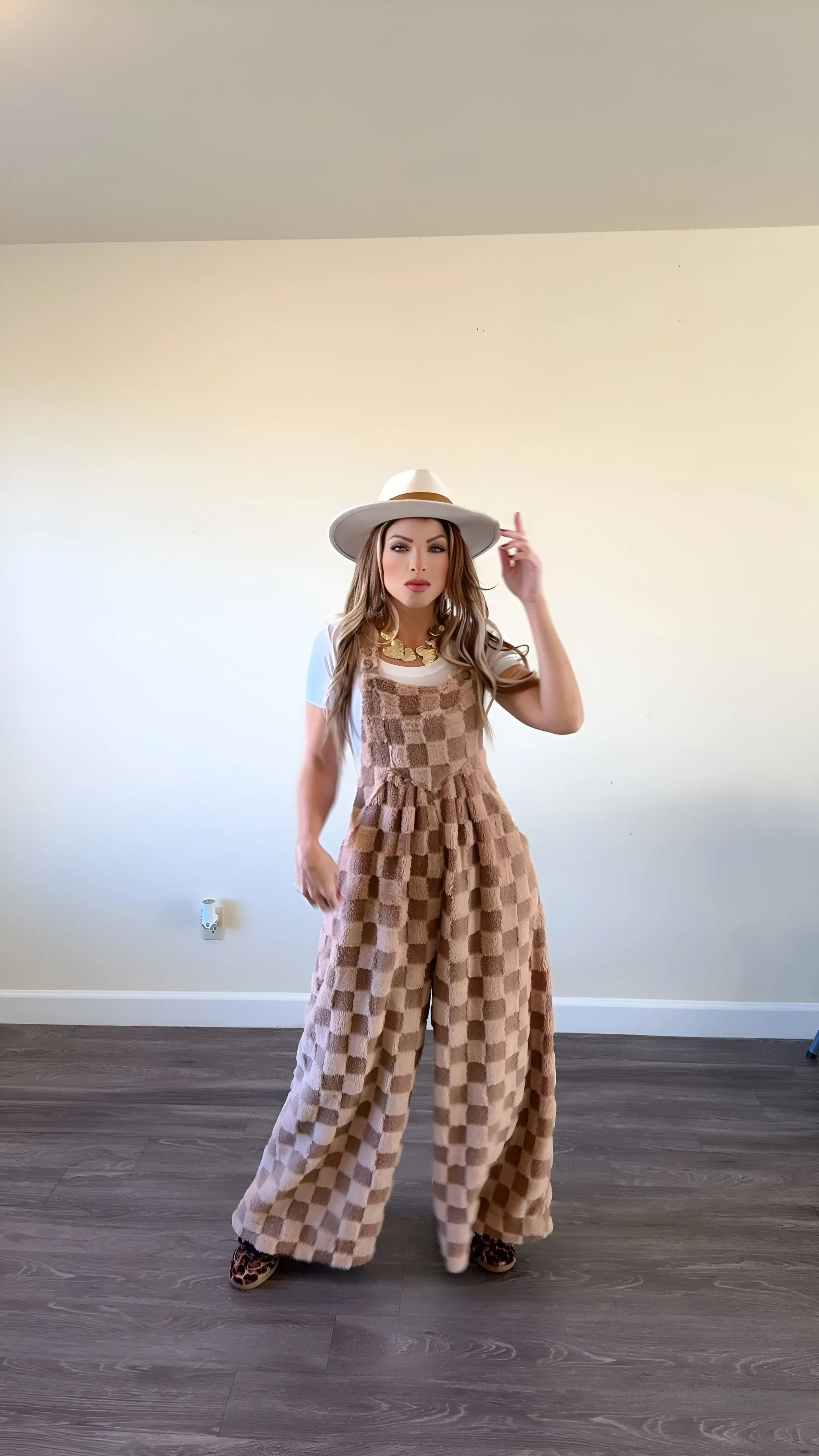 Checkers comfy overall jumpsuit