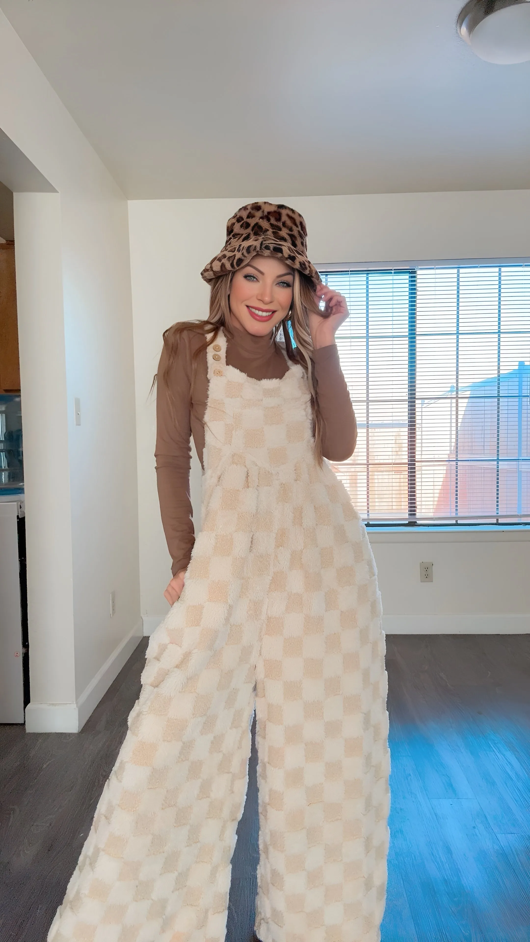 Checkers comfy overall jumpsuit