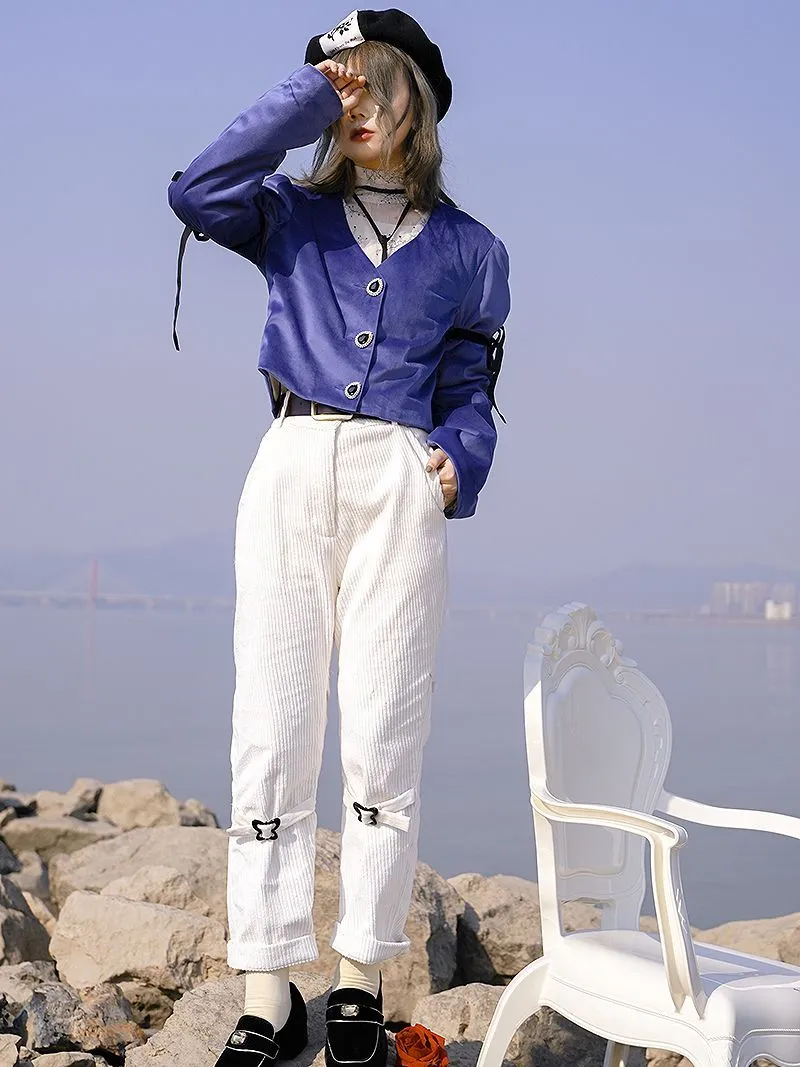 Corduroy Roll-up Belt Pants
