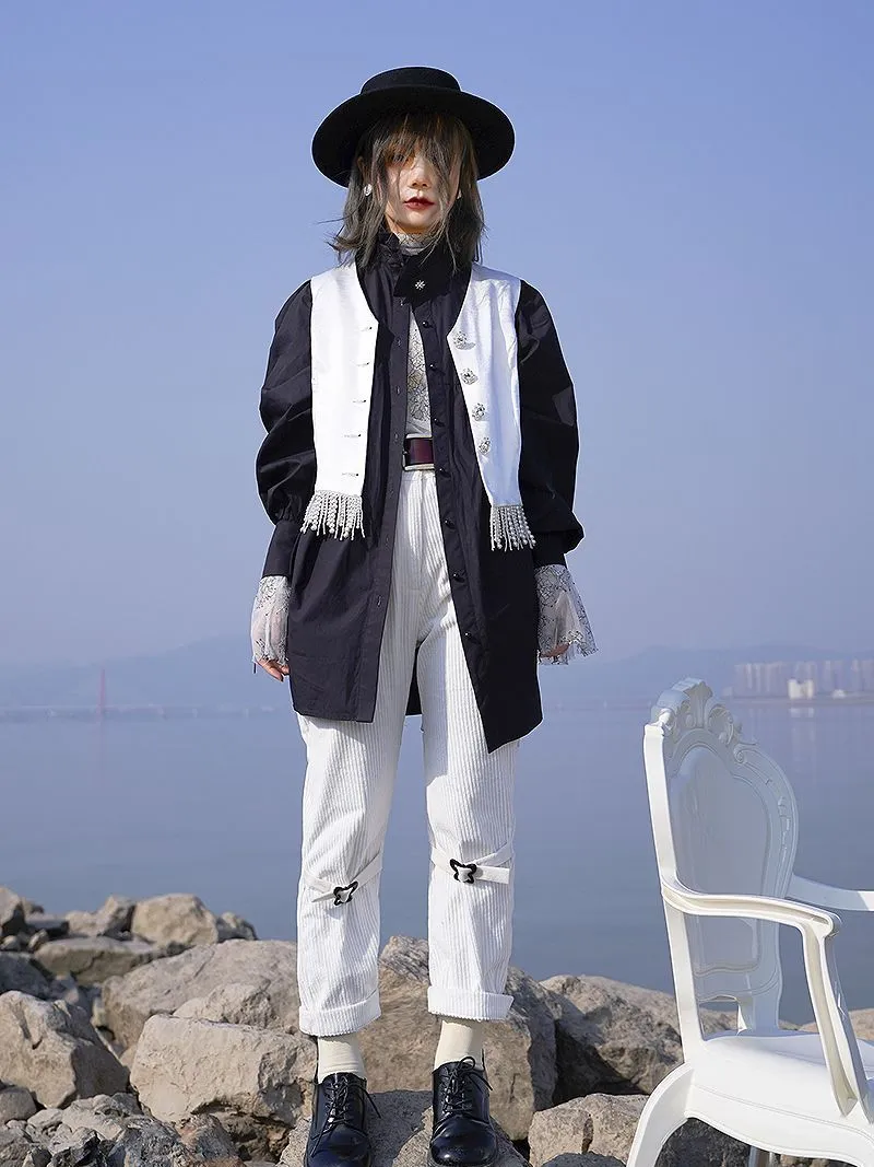Corduroy Roll-up Belt Pants