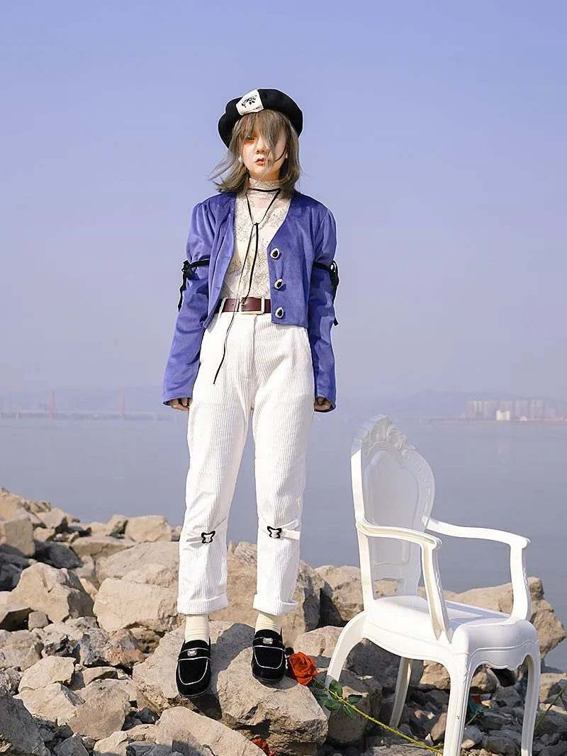 Corduroy Roll-up Belt Pants