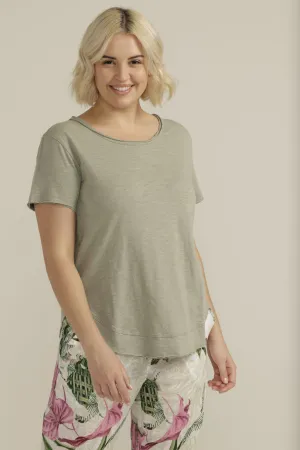 Cotton Curved Hem Tee Sage