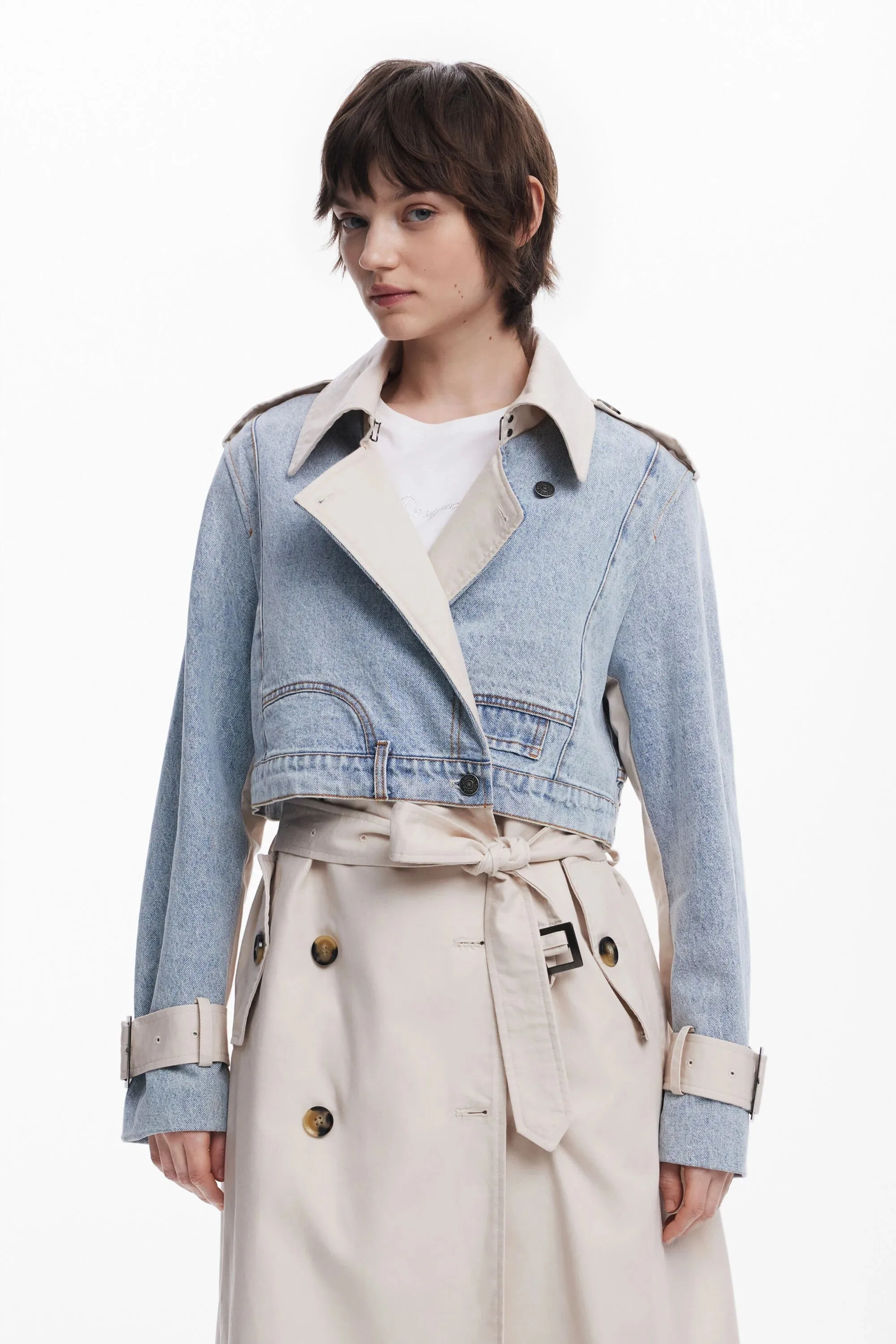 Desigual Memphis Hybrid Trench Coat & Denim Jacket 25SWEW29