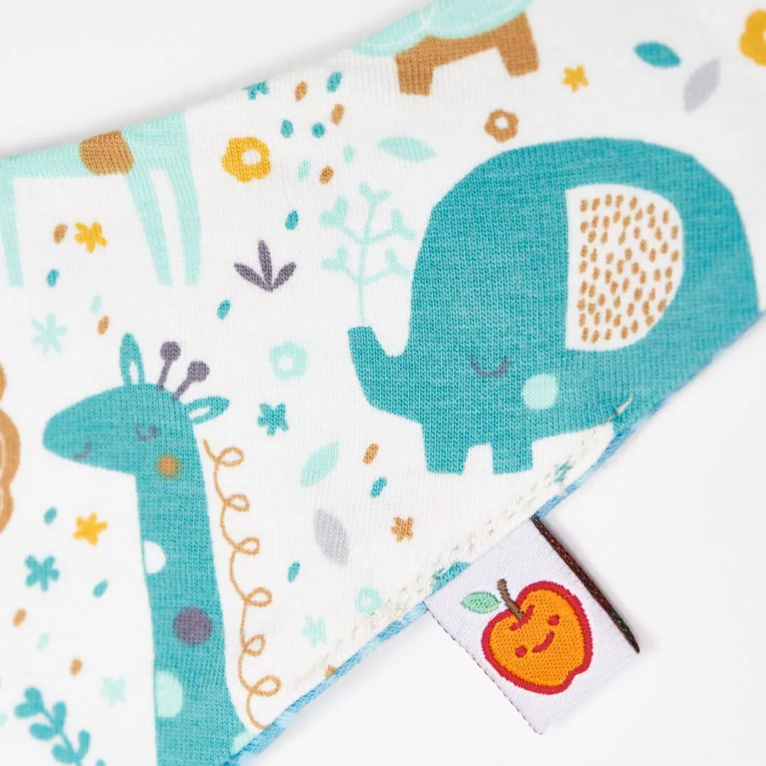 Dribble bib "Mini Jungle/Dotted Lines Turquoise"