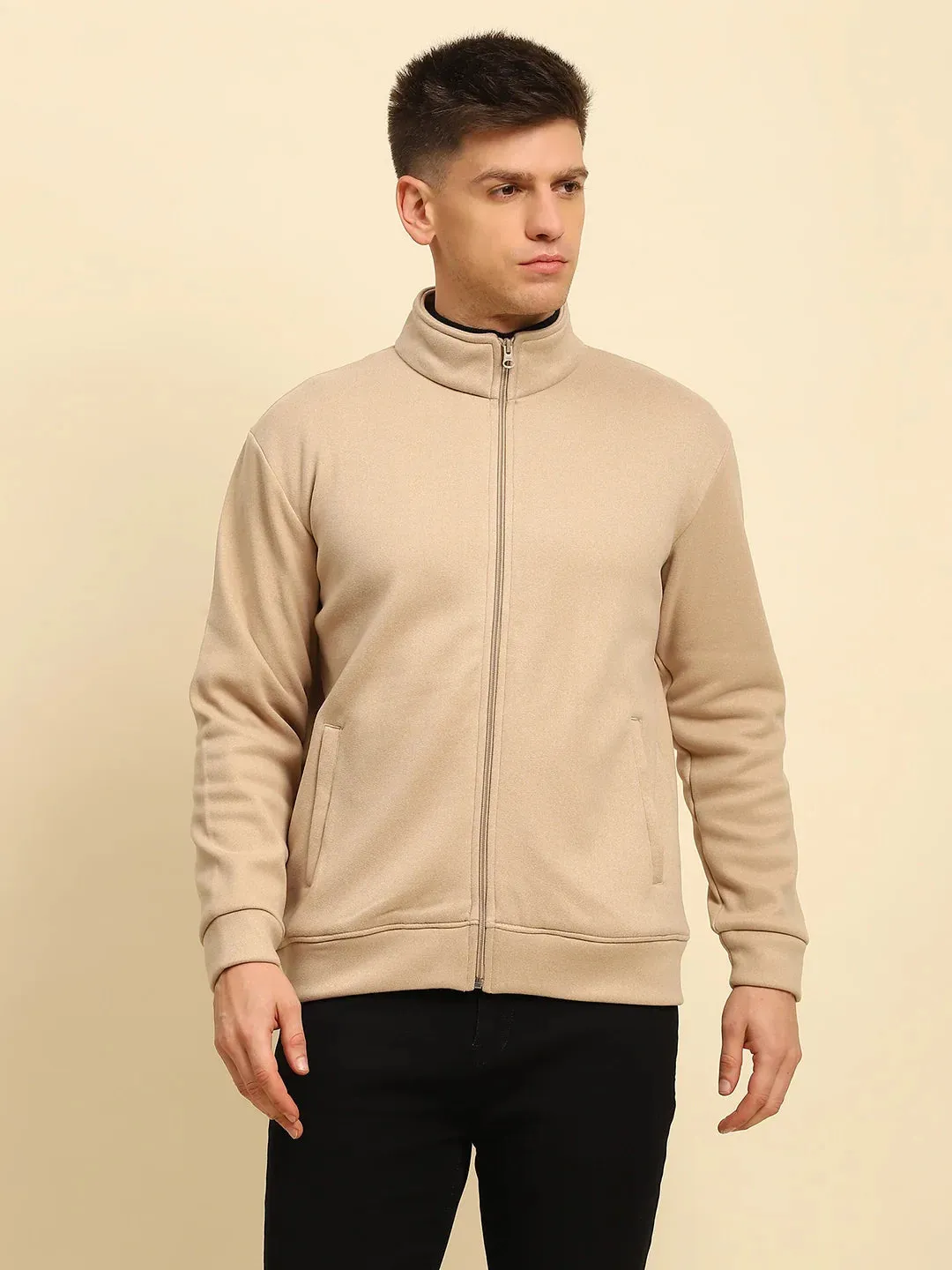 Fawn Ploy Blend Solid Regular Fit Sweatshirt