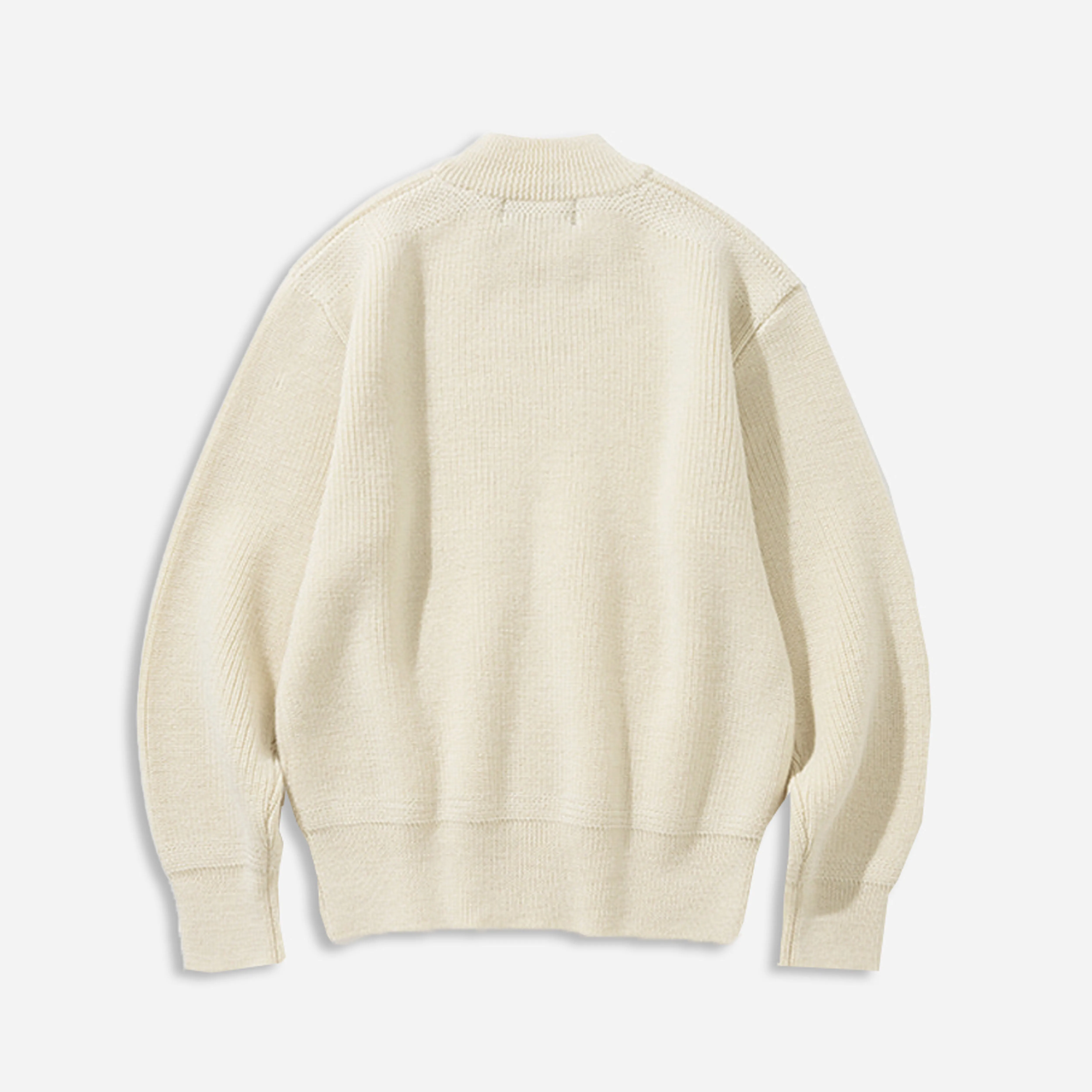 FISHERMAN WOOL CREW NECK KNIT - CREAM