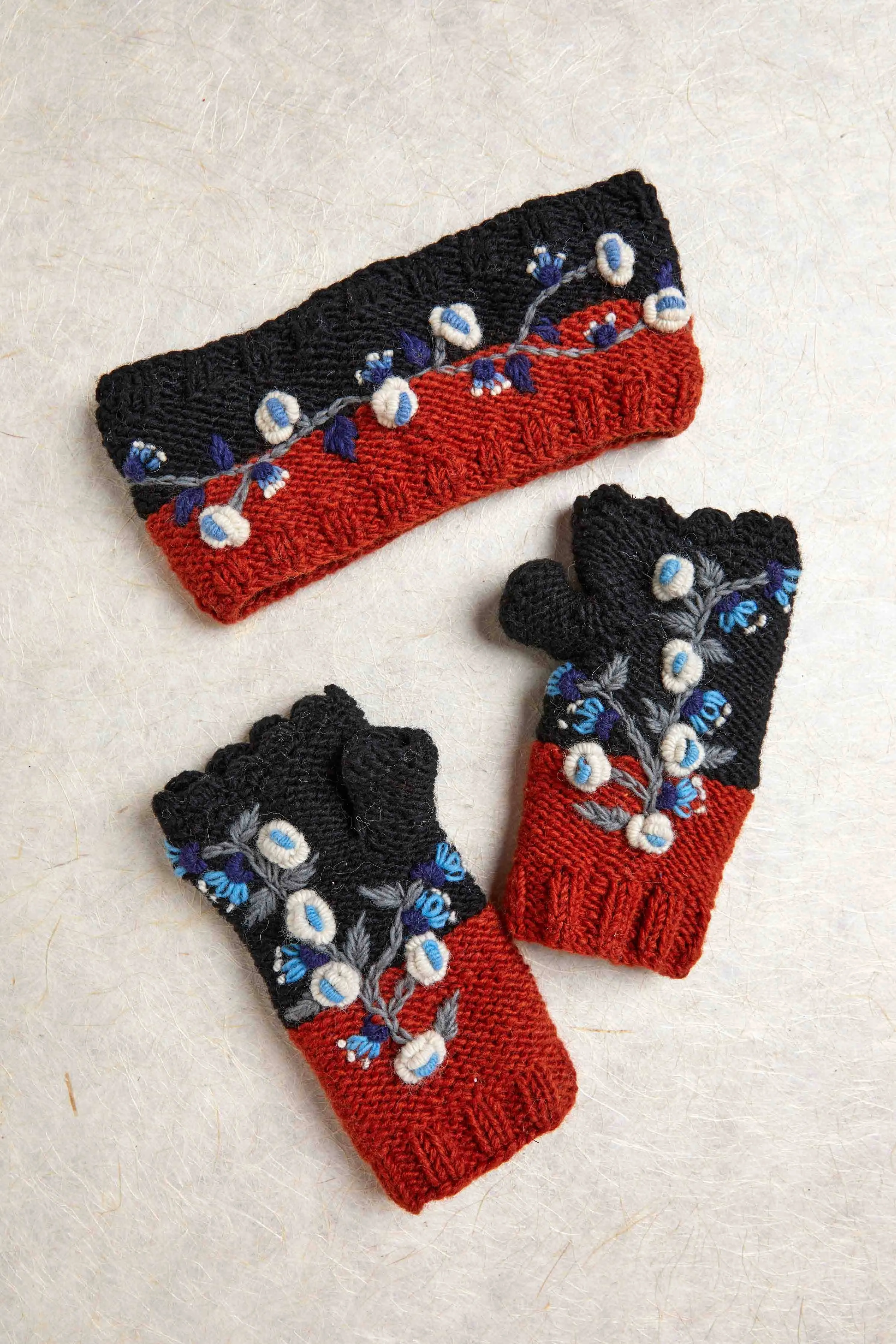 Flora Brick Knit Handwarmers