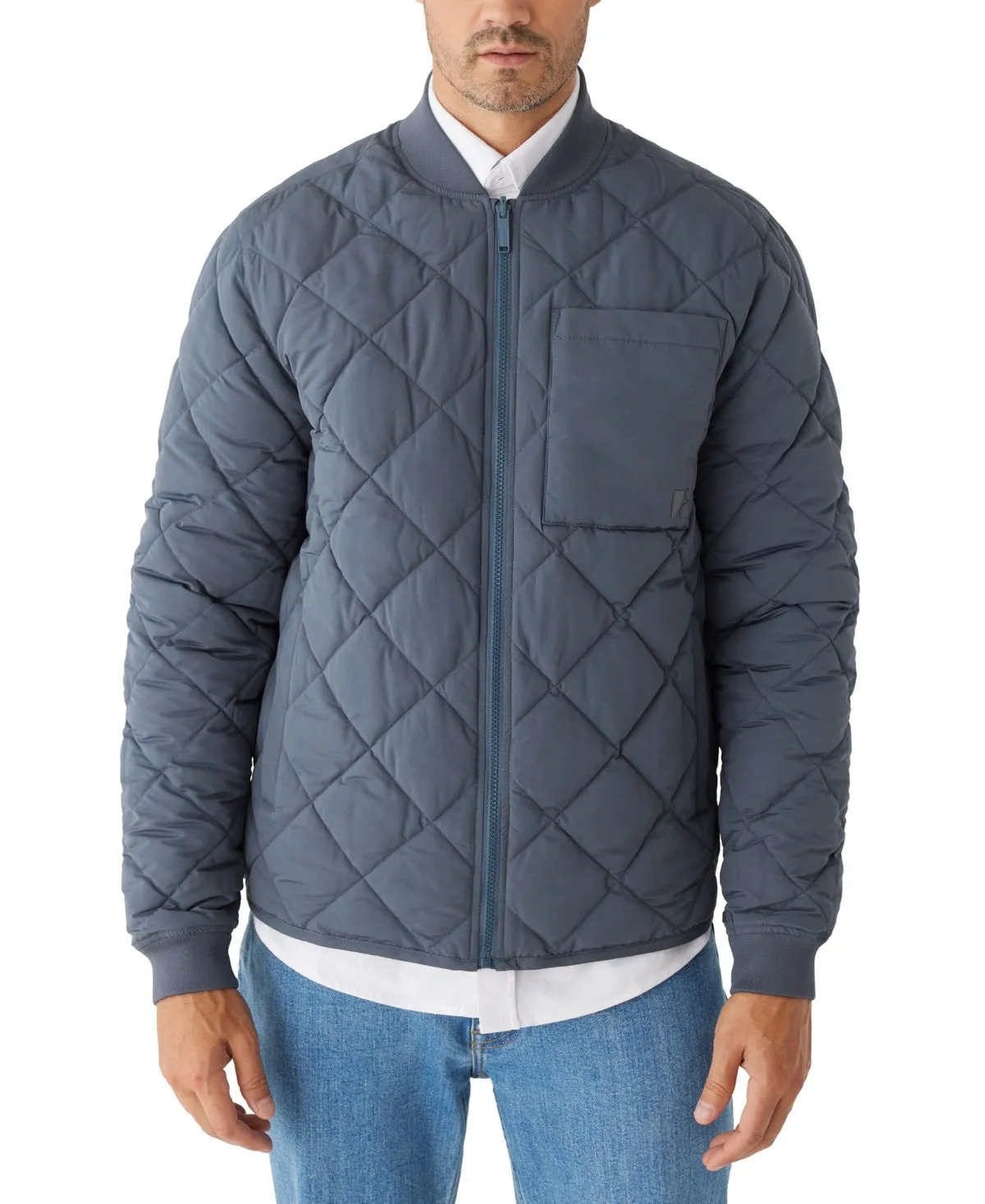 Frank And Oak Men's Skyline Revere Weather Resistant Varsity Jacket Blue Large