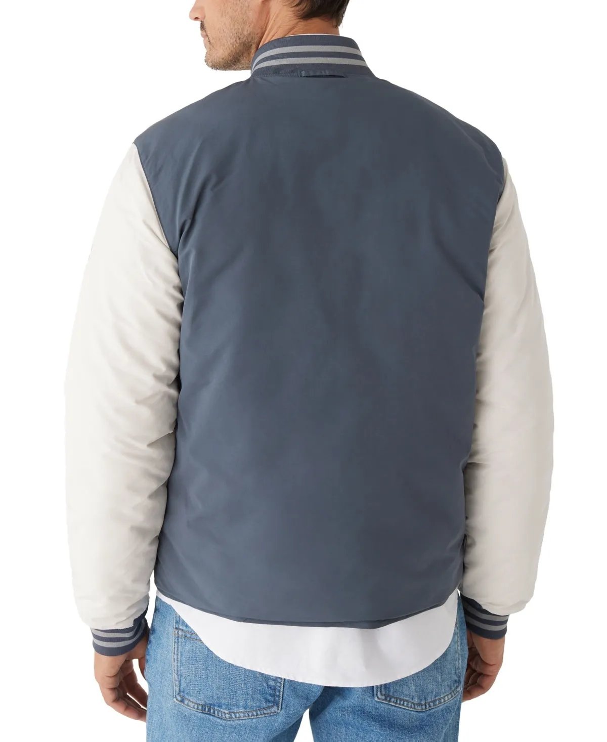 Frank And Oak Men's Skyline Revere Weather Resistant Varsity Jacket Blue Large