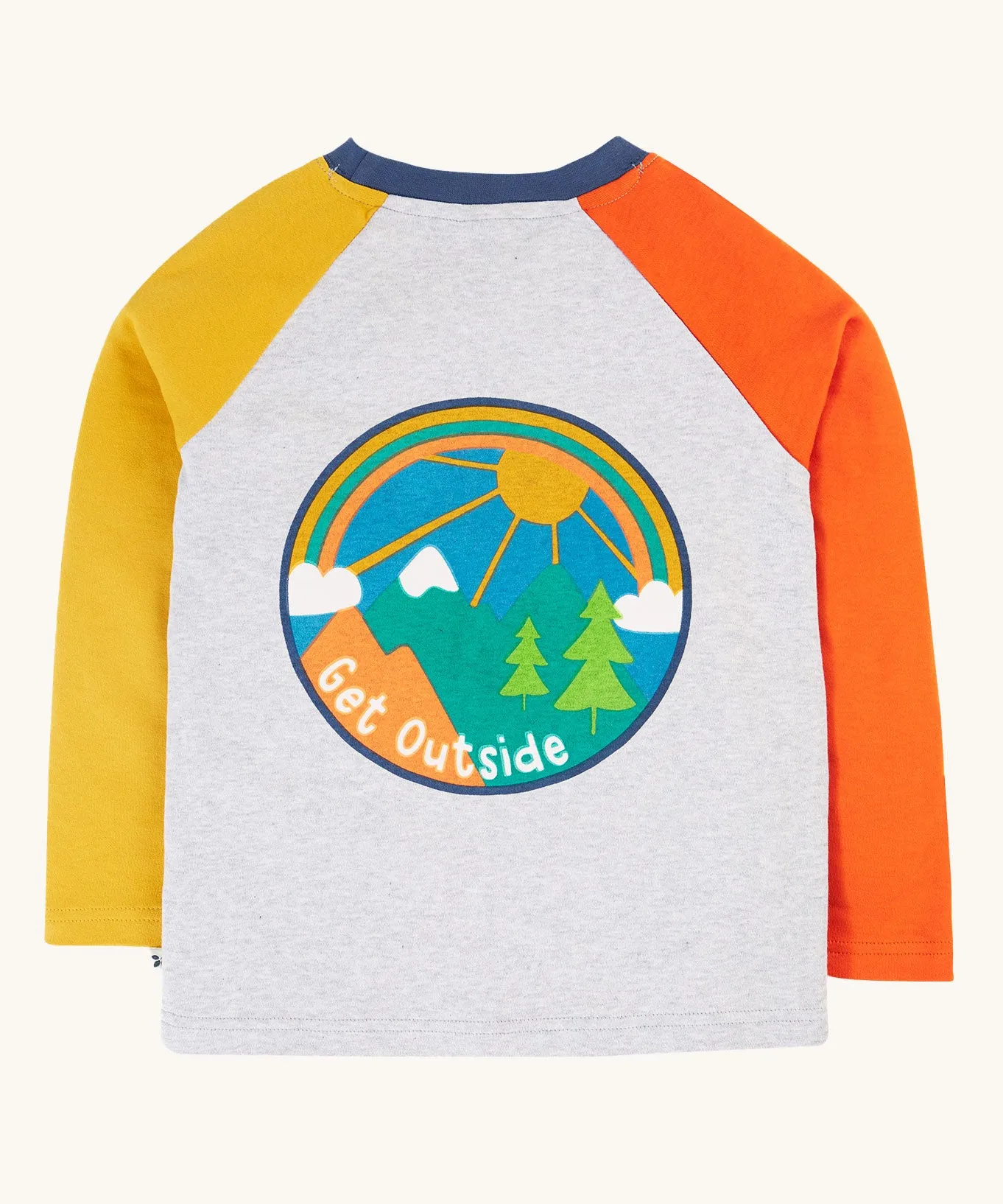 Frugi Leo Raglan Top - Grey Marl/Get Outside