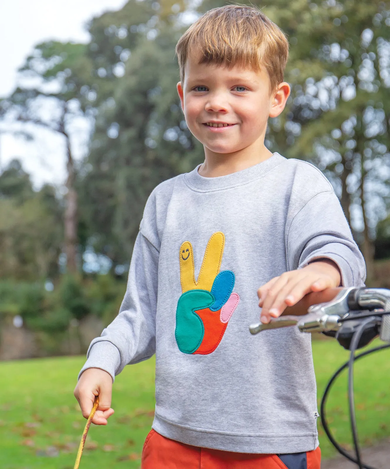 Frugi Owen Top - Grey Marl/Peace