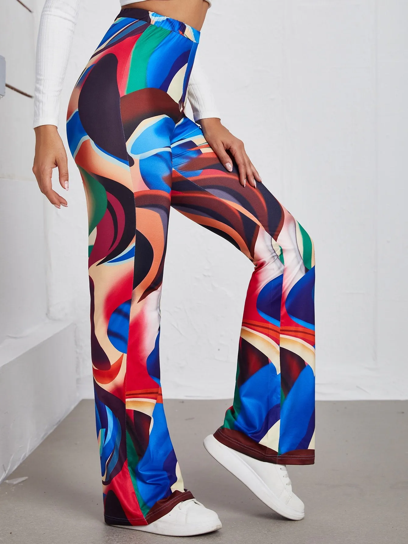Glamorous All Over Print High Waist Long Women Pants