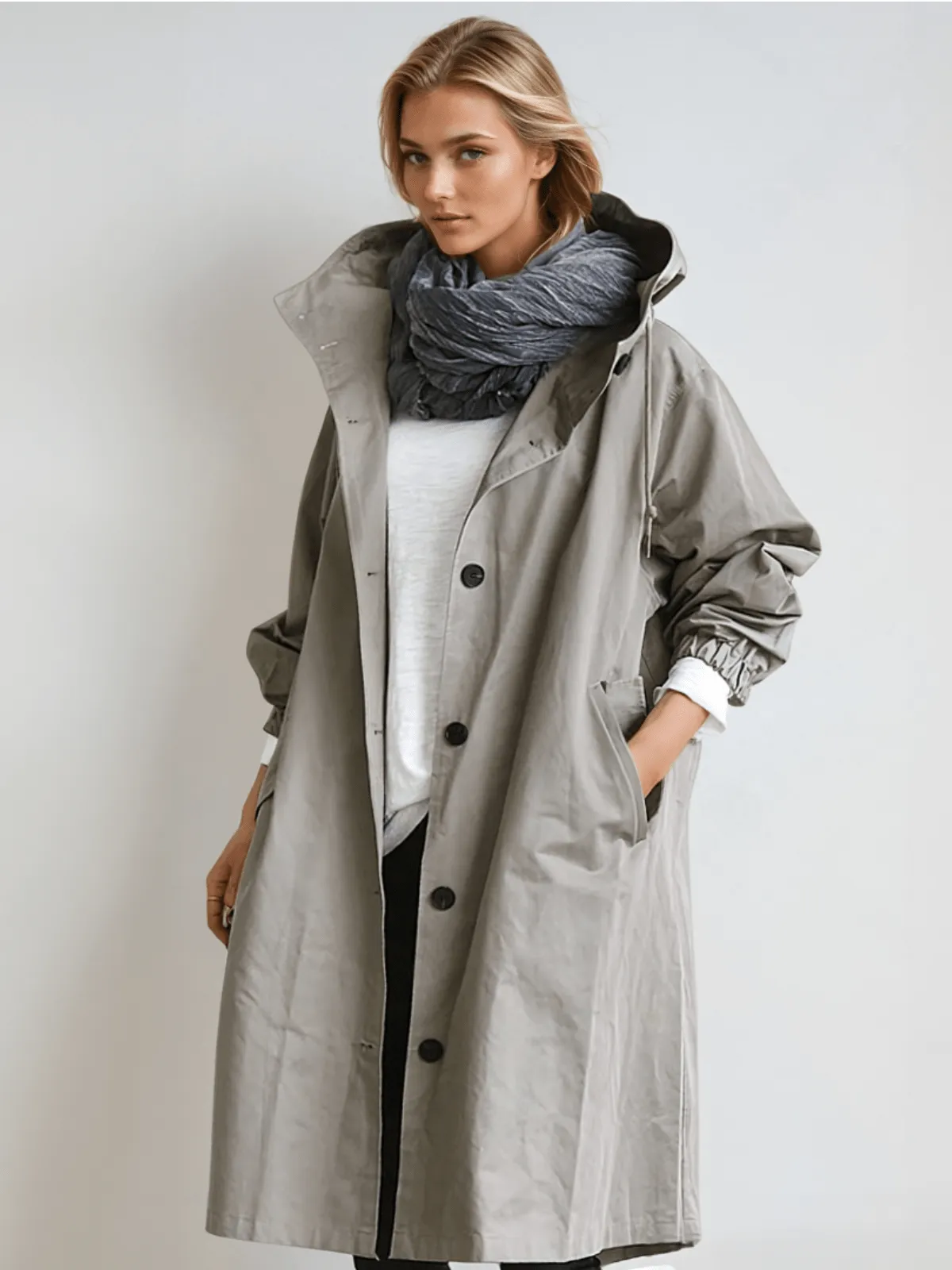GRY | WATERPROOF TRENCH COAT