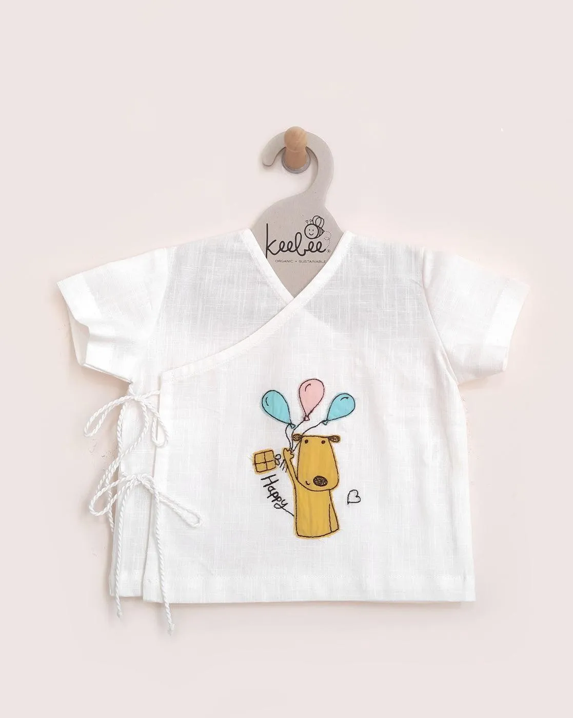 Happy Dog- Oragnic Cotton Emboridered Slub Unisex Baby Jhabla