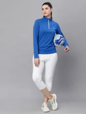 JUMP USA Women Algier Blue Solid Rapid-Dry Training T-shirt